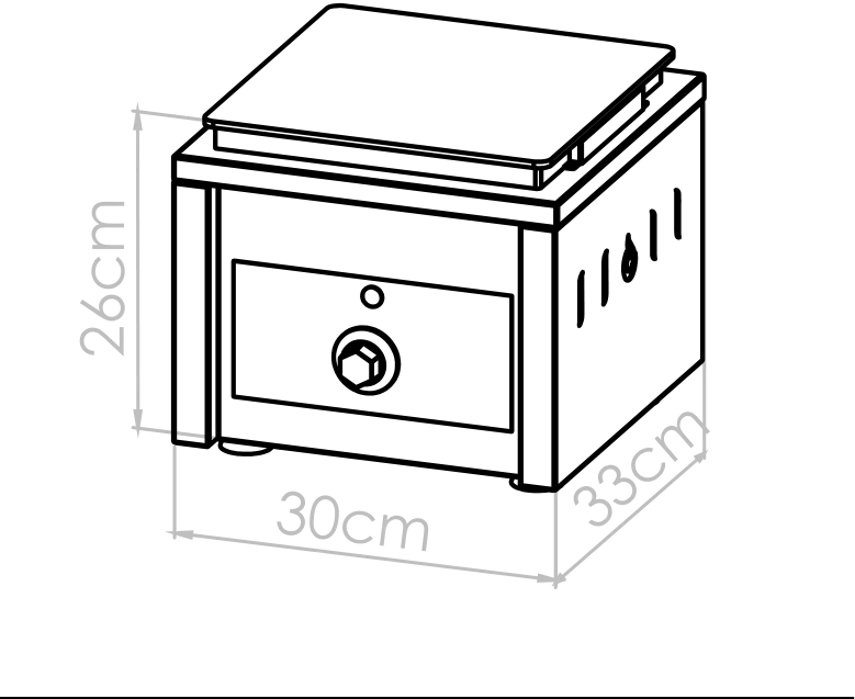 Diagrama técnico de Anafe eléctrico 1 hornalla 25 kW