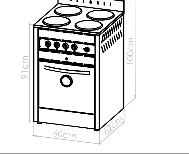 Diagrama técnico de Cocina eléctrica 4 hornallas