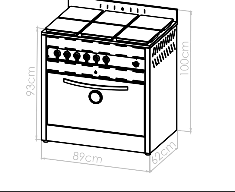 Diagrama técnico de Cocina eléctrica 6 hornallas