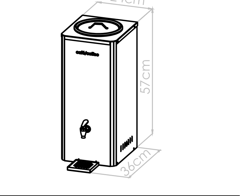Diagrama técnico de Dispenser de bebidas calientes