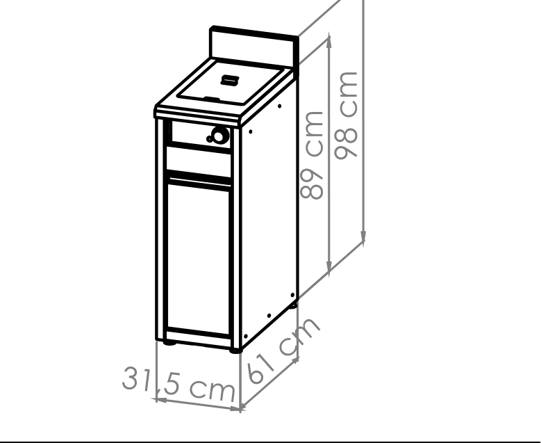 Diagrama técnico de Freidora de pie 15 litros