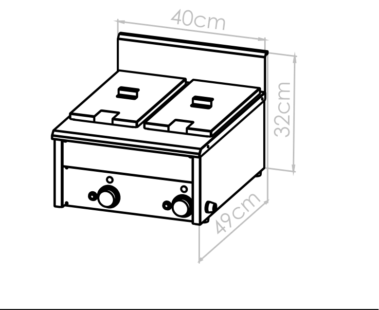 Diagrama técnico de Freidora doble 16 litros