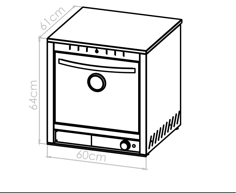 Diagrama técnico de Horno 3 niveles