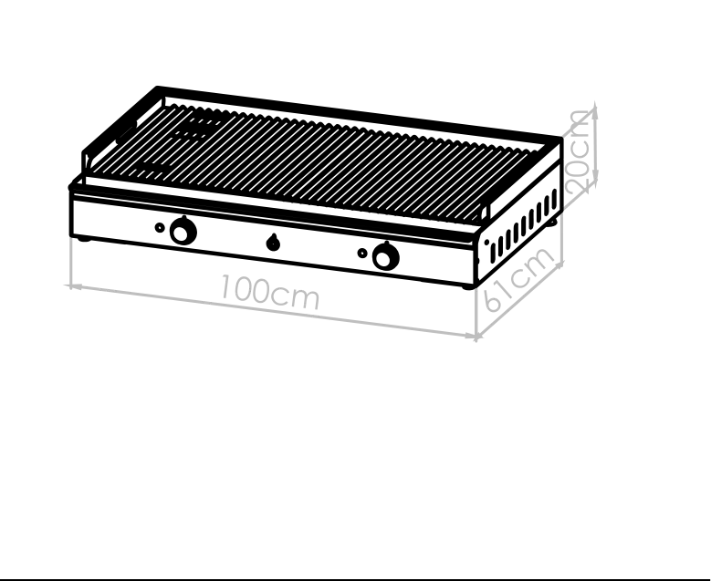 Diagrama técnico de Parrilla con tapa acanalada G