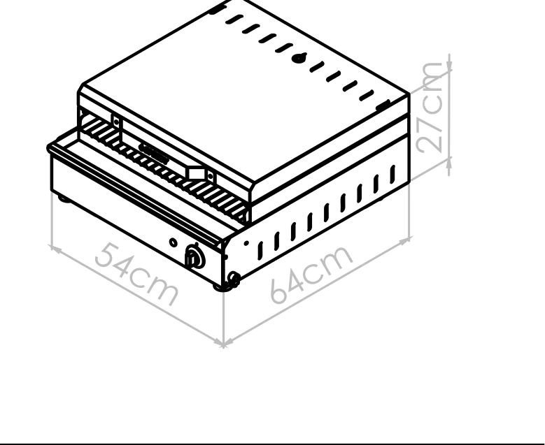 Diagrama técnico de Parrilla con tapa acanalada