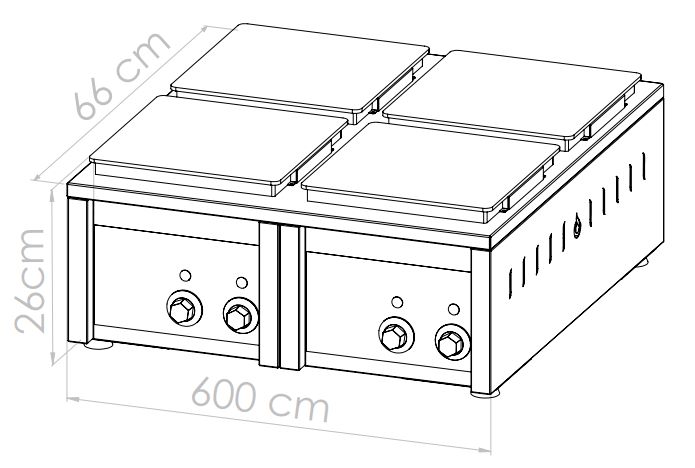 304i - Anafe Electrico de cuato hornallas de 2,5 Kw